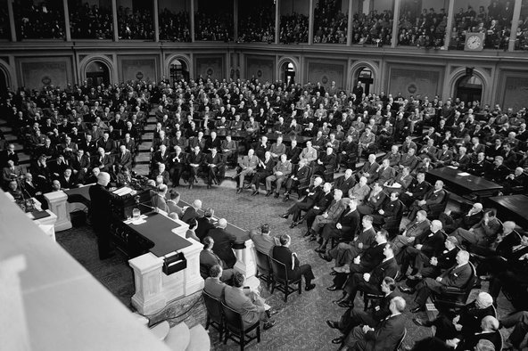 Выступление Г. Трумэна на заседании Конгресса. Вашингтон, 1947 г.