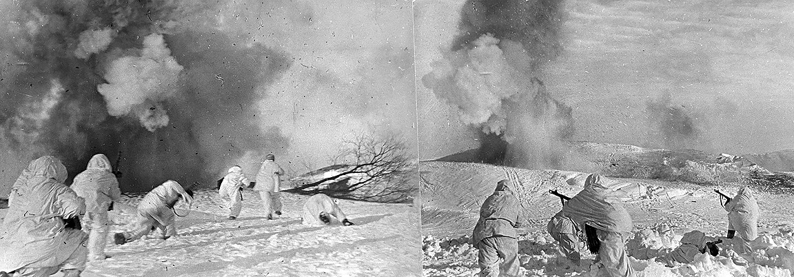 Гвардейцы части генерала артиллерии Говорова занимают одну из высот. 1942 г.