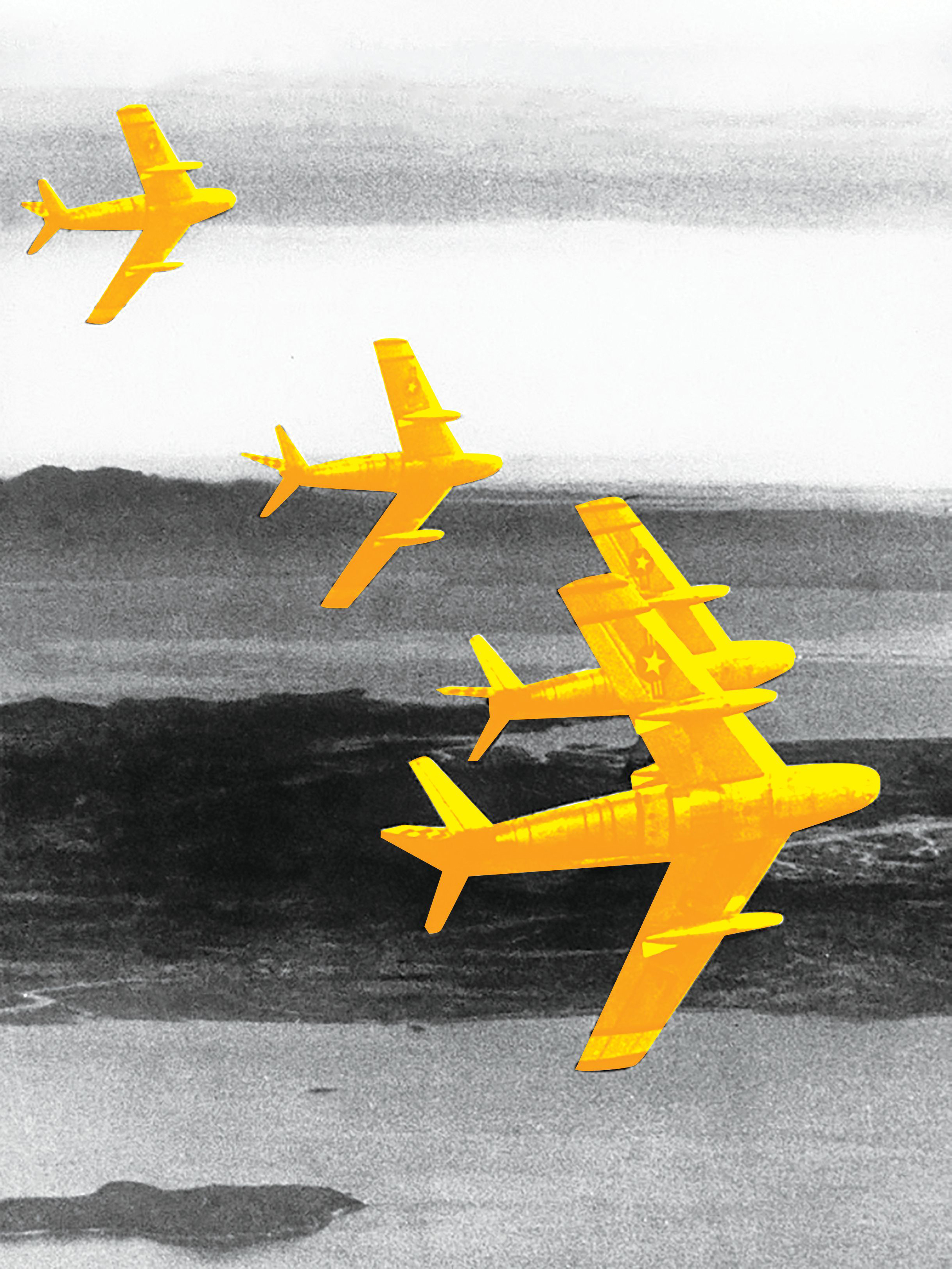 Американские реактивные истребители F-86 в небе Кореи. 1950 г. 